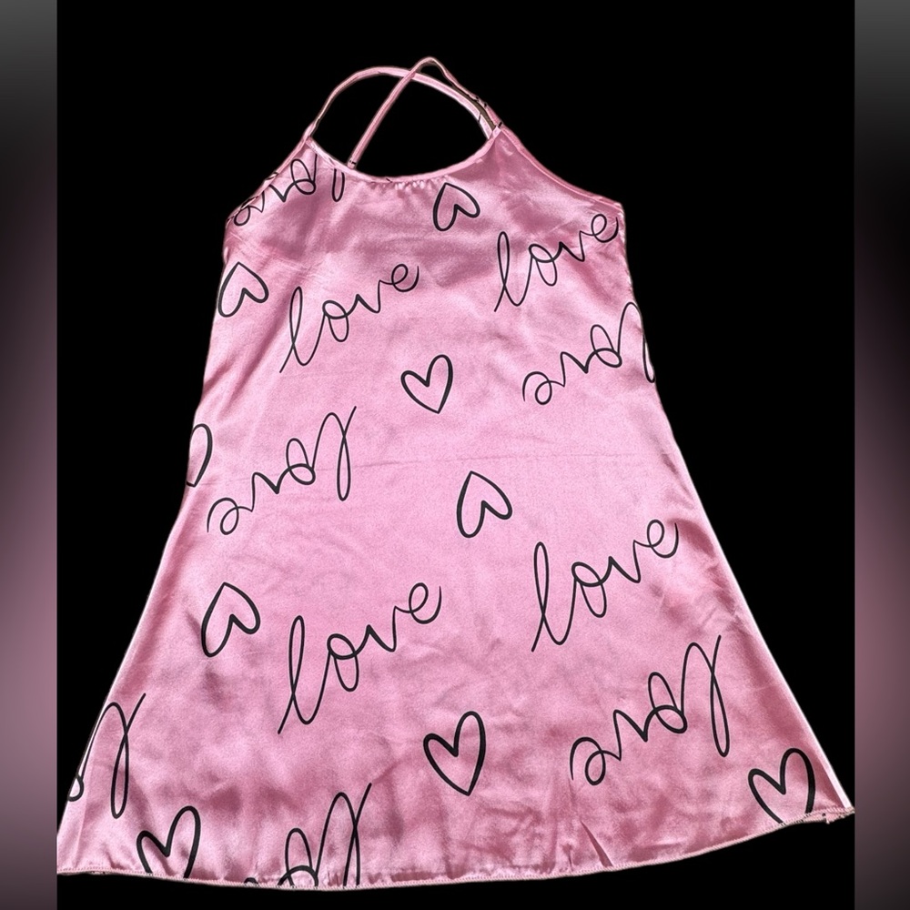 ❗️FINAL PRICE❗️LOVE Letter Print Crisscross Slip Nightdress Sleepwear Nightie - Picture 6 of 9